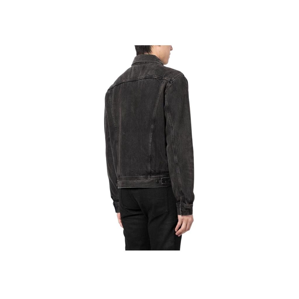 Polo Ralph Lauren Solid Color Single Breasted Polo Collar Long Sleeve Denim Jacket Men Jackets Black 710878854-001