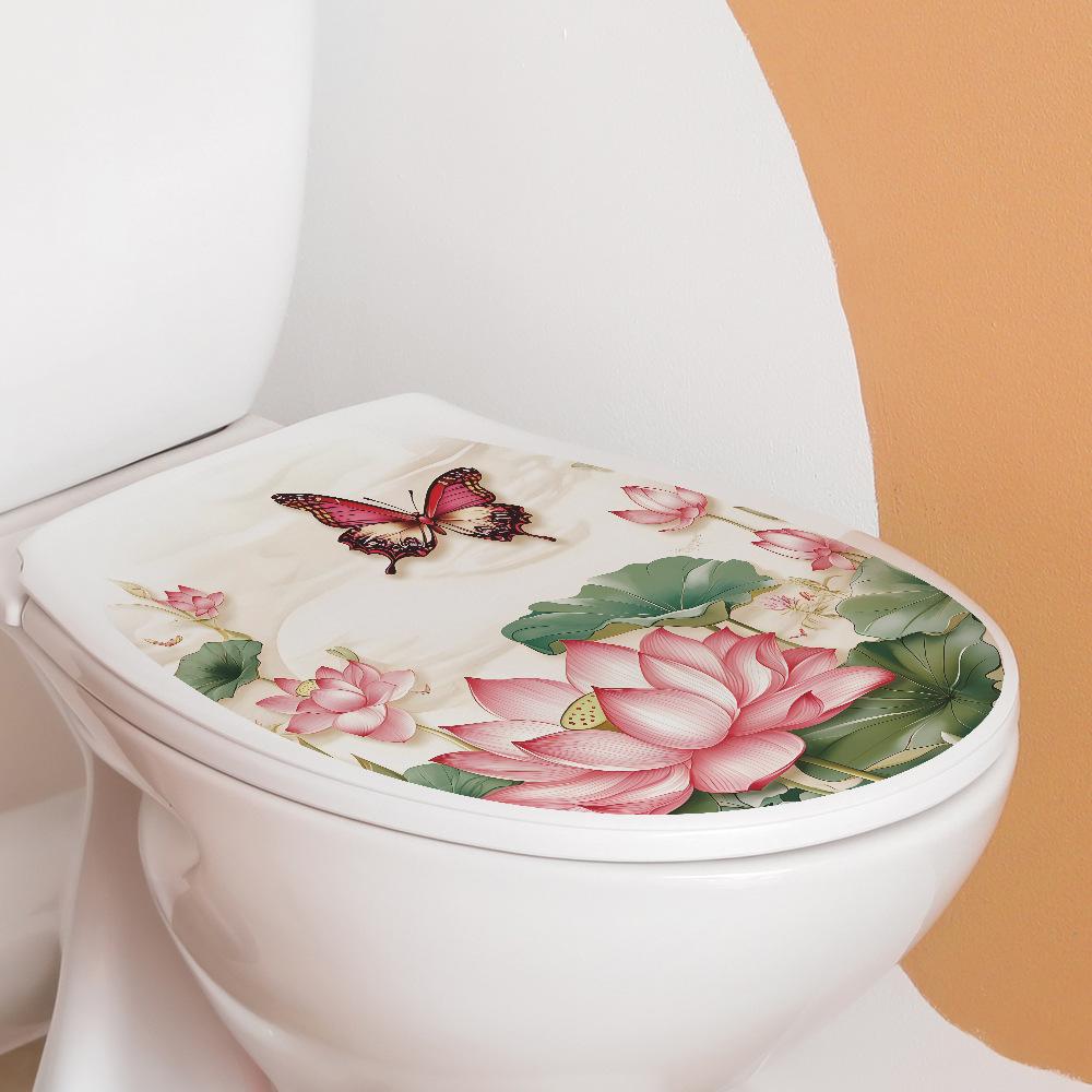 Lotus Schmetterling Badezimmer Wasserdichter Toilettenaufkleber Selbstklebender Aufkleber Dekoration