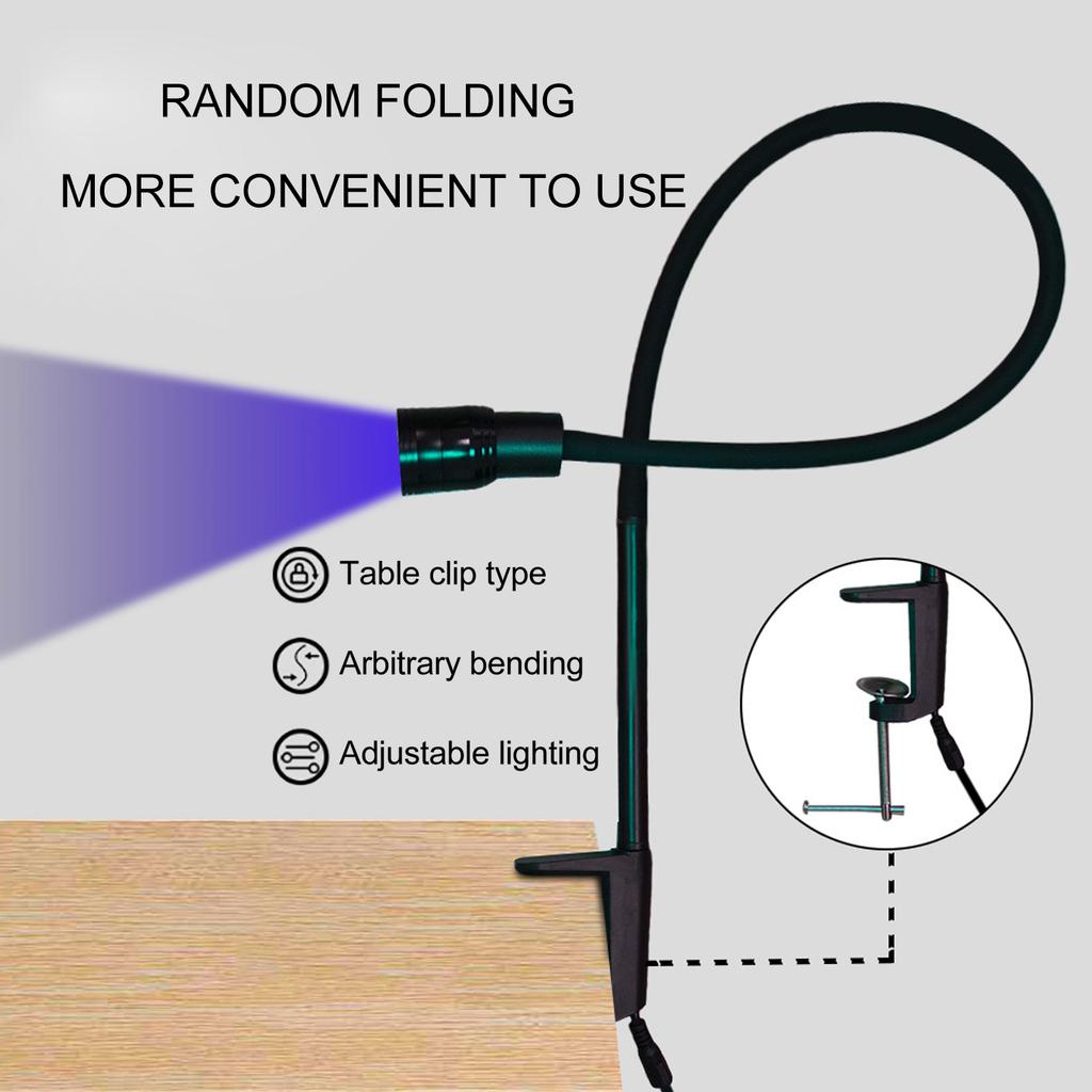 Light Gooseneck UV Lamp Table Clamp UV Lamp 10W Portable Fast Curing Flexible Nail Dryer with Gooseneck Clamp UV LED Desk Light