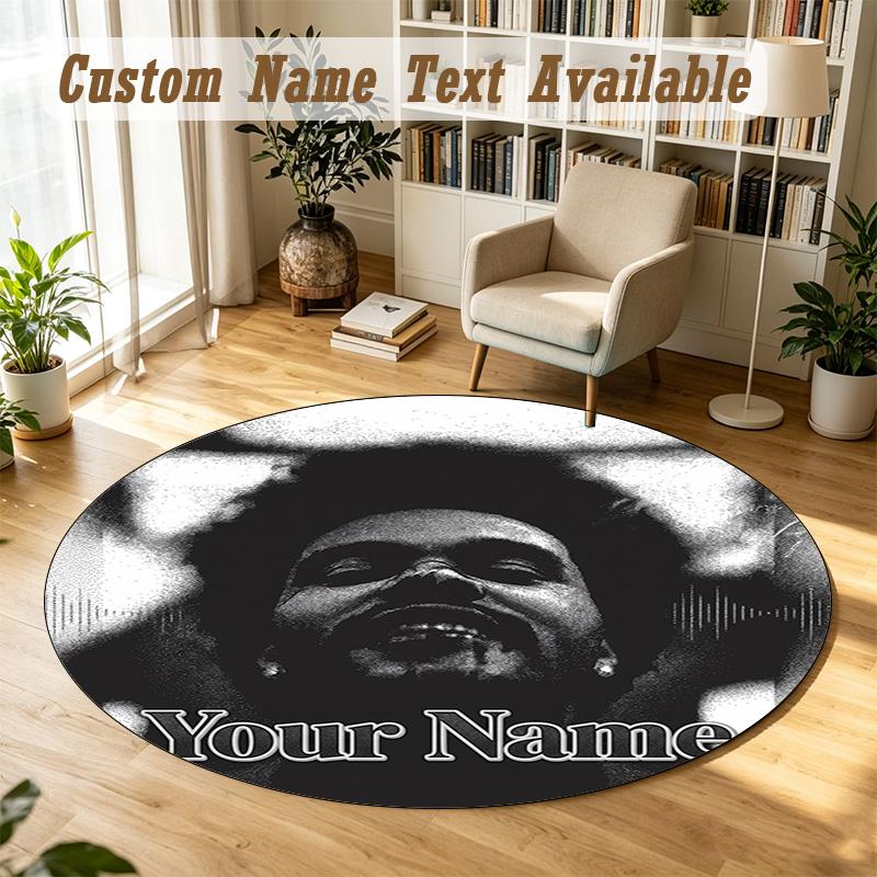 Round Rug Custom NameThe Weeknd Pattern Non Slip Carpet Home Floor Decor