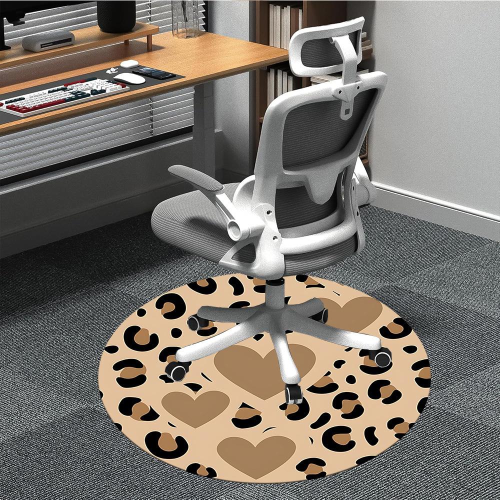 1pc Leopard Print Carpet, Round Non Slip Durable Large Size Office Carpet, Suitable for Office