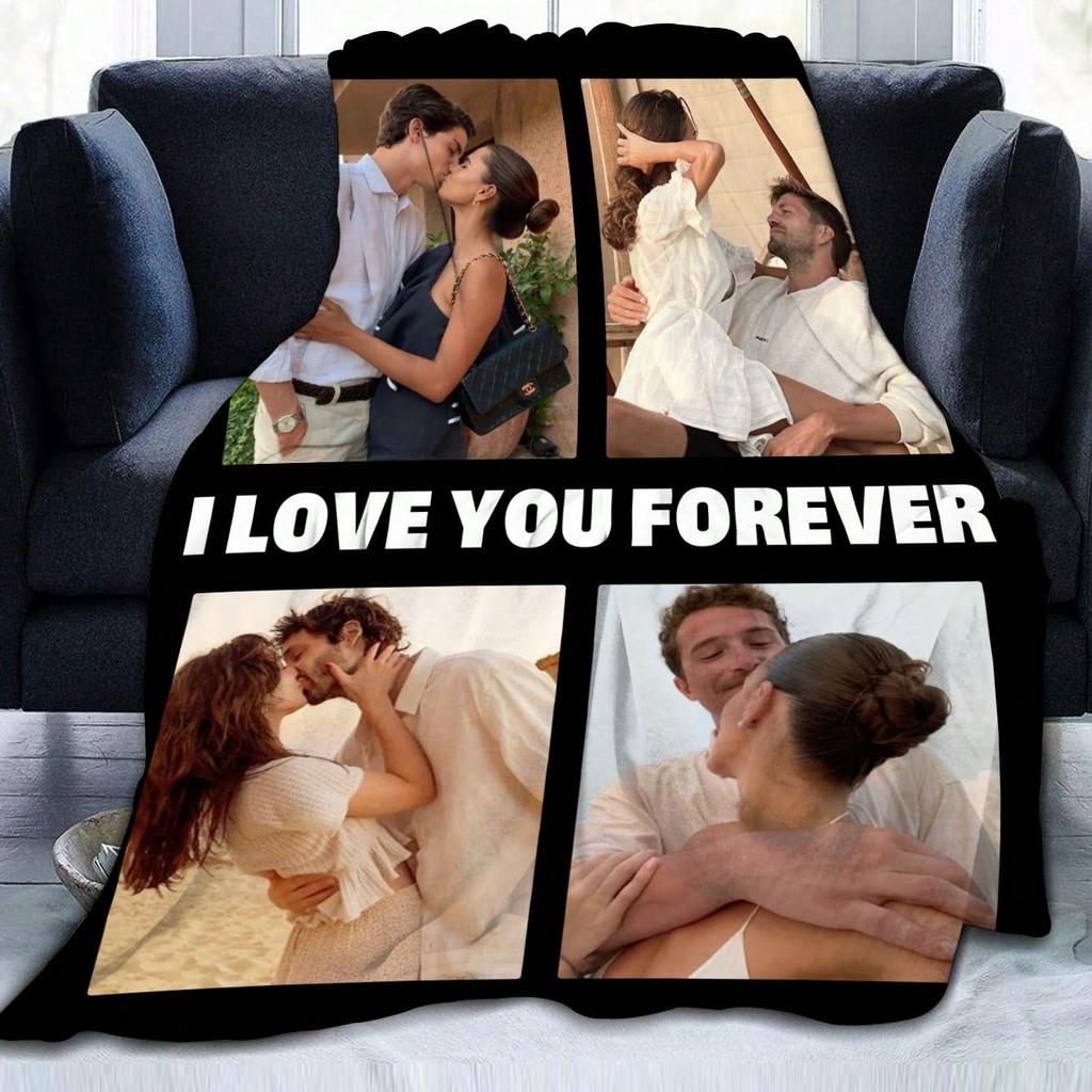 1 PC Custom Personalized Blanket Personal Photo Flannel Bed Blanket Birthday Wedding Couple Valentine's Day Holiday Gift Blanket