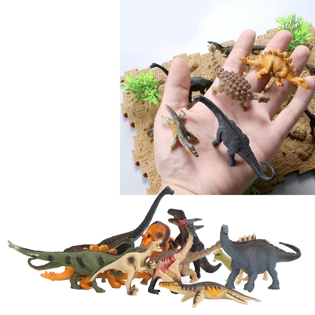12 Pezzi Mini Figure di Dinosauri Simulazione Statica Giocattolo Ornamento per Bambini