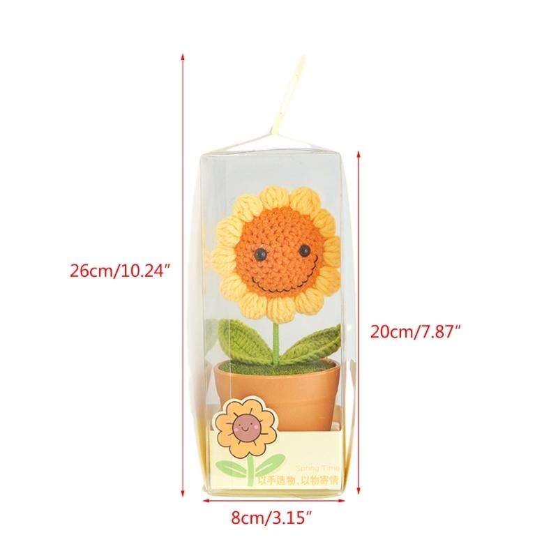 Crochet Woven Flowers Potted Plant Ornament Playful Touch Long Lasting Display for Gifting Decorating Living Room