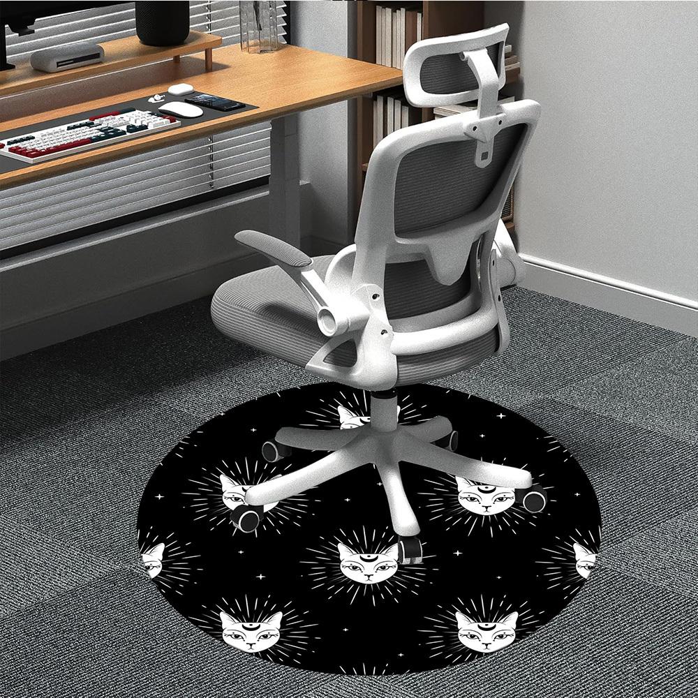 1PC Cat Moon Office Round Area Rug, Indoor Mat Suitable For Office, Under Office Chairs Bedroom Living Room Home Decor, Room Deco 194
