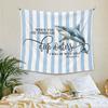 Blue White Stripe Tapestry Wall Hanging Watercolor Octopus Friends Quote Nautical Aesthetic Wall Art Dorm Room Decor