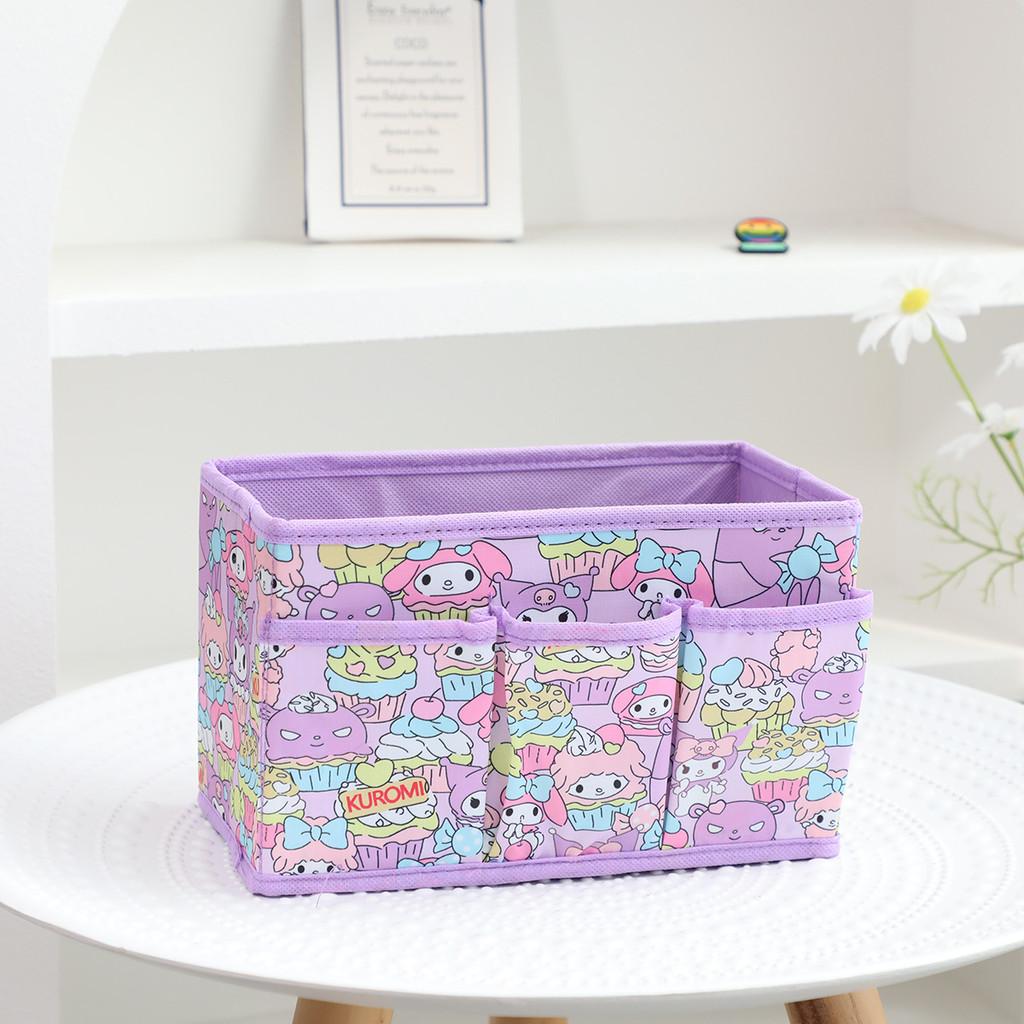 Hello Kitty Kuromi Pochacco Pattern Multi Pocket Foldable Desktop Storage Box For Bedroom And Office Organization
