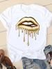 Clothing Summer Short Sleeve Watercolor Lip Sexy New Ladies Casual Unisex Fashion Graphic Tee Tshirts Female T Shirt Clothes