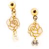 Les Trésors De Lily [L5244] - Golden White 'Rosa Romantica' Designer Earrings