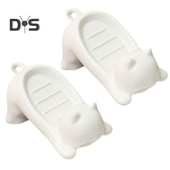 1/2 Stück Badezimmer-Seifenhalter, rutschfestes Design, schnelle Entwässerung, entzückende Katzen-Seifenschale, leicht zu reinigen, Seifensparer