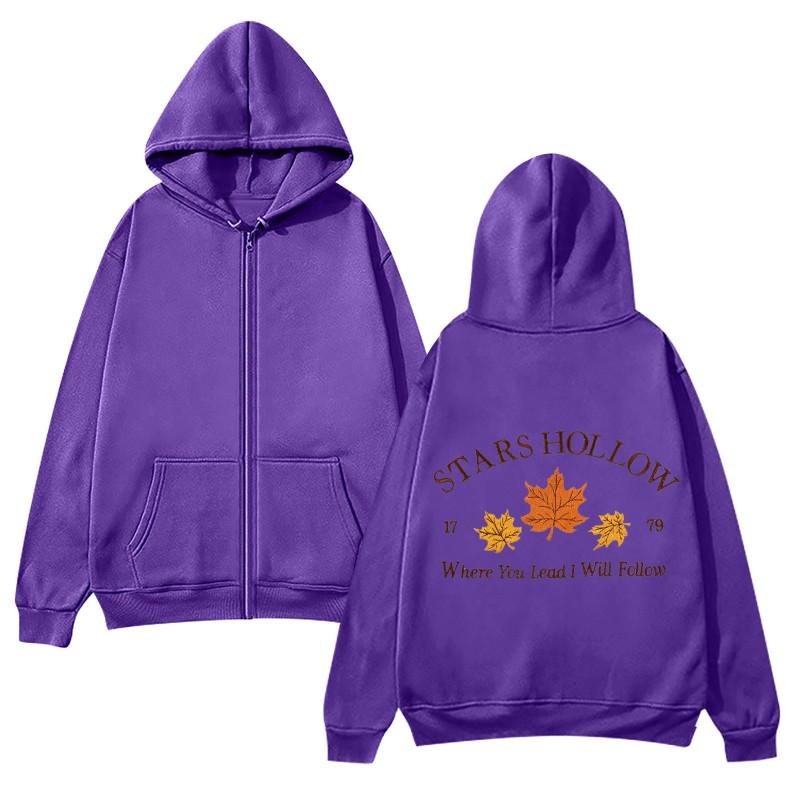 Unisex Zip-Up Hooded Sweatshirt With Print Design Casual Long Sleeve Pullover