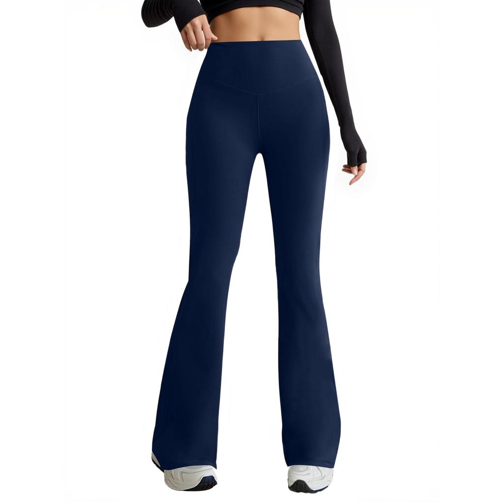 Damen Yoga-Hose mit hoher Taille und weitem Bein mit Taschen