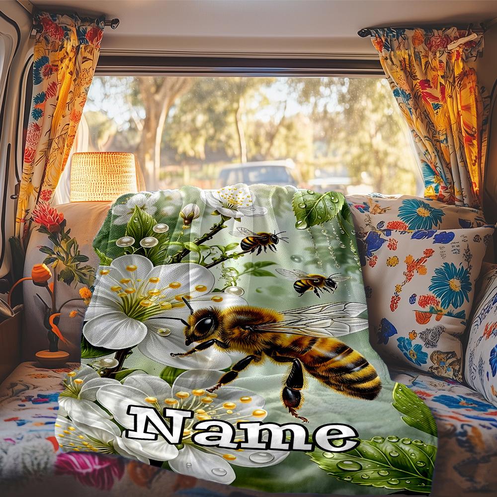 Bee And Flower Rv Blanket Comfortable Soft Lightweight Allseason Multipurpose Blanket For Travel Camping Picnics Sofa Rv Bed Living Room Gift For
