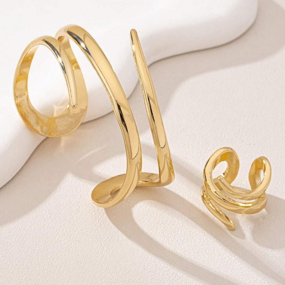 2Pcs/Set Elegant Hollow Snake Armlet Minimalist Geometric Ring Multi-layer Jewelry Set Parties