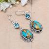 Copper Blue Turquoise Gemstone 925 Solid Sterling Silver Earrings Beautiful Earring For Birthday Gift