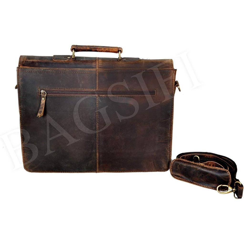 New 16"Inch Retro Buffalo Hunter Leather Laptop Messenger Briefcase Satchel Office Bag Gift Men & Women Unbreakable Shoulder