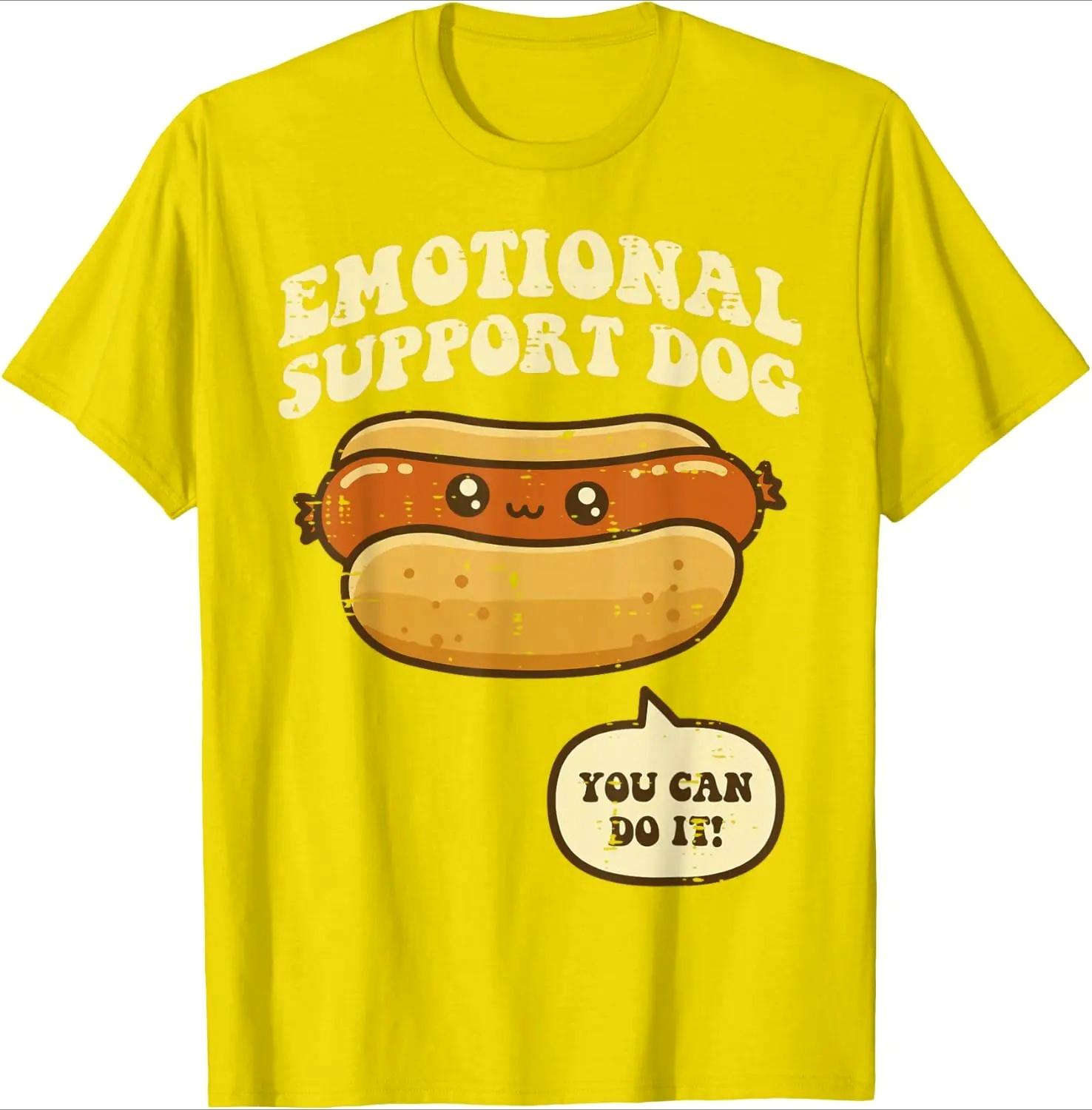 

Emotional Support Hotdog Funny Cartoon Graphic Printed Tee Casual Short Sleeve TShirt for Women Casual Crew Neck Top Clothing 4XL