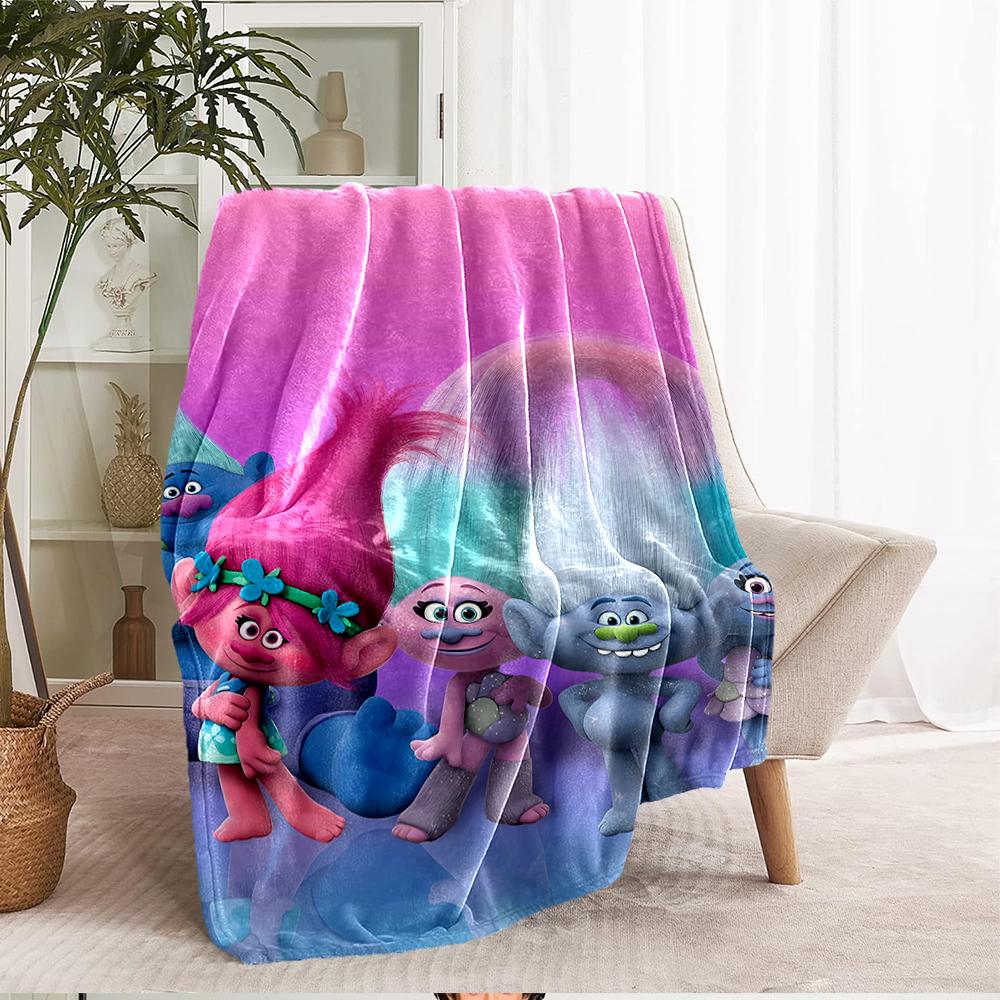 Trolls Theme Printed Blanket - Perfect for Couch, Bed, Travel & Outdoor Use | Machine Washable, Cozy & Durable.