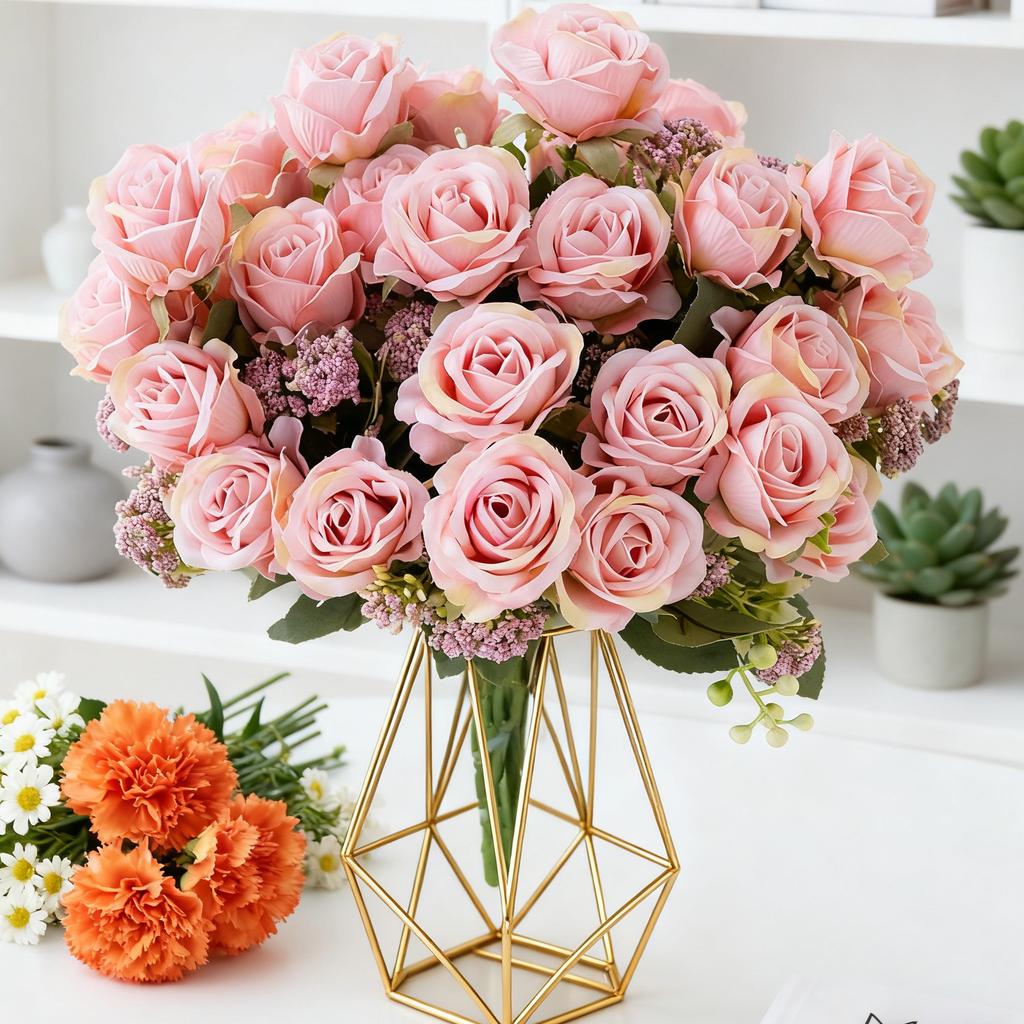 Artificial Flowers Silk Rose Bouquet Valentine's Garden Home Room Table Wedding Bridal Bouquet Arch Decora Diy Gift Accessories