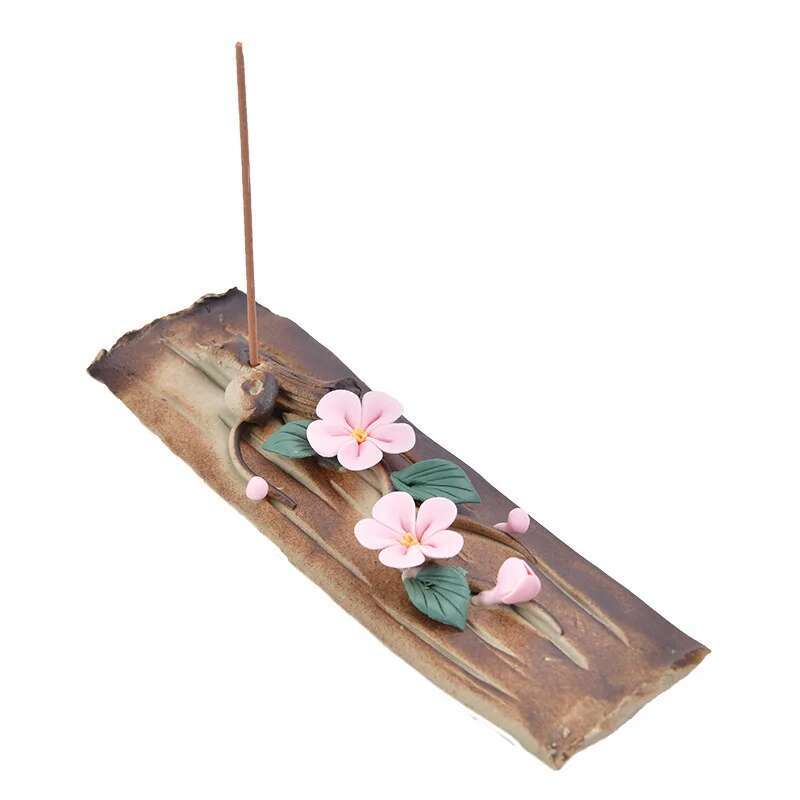 Ceramic Censer Handicrafts Peach Blossom Home Ornaments Peony Incense Stick Burner Holder