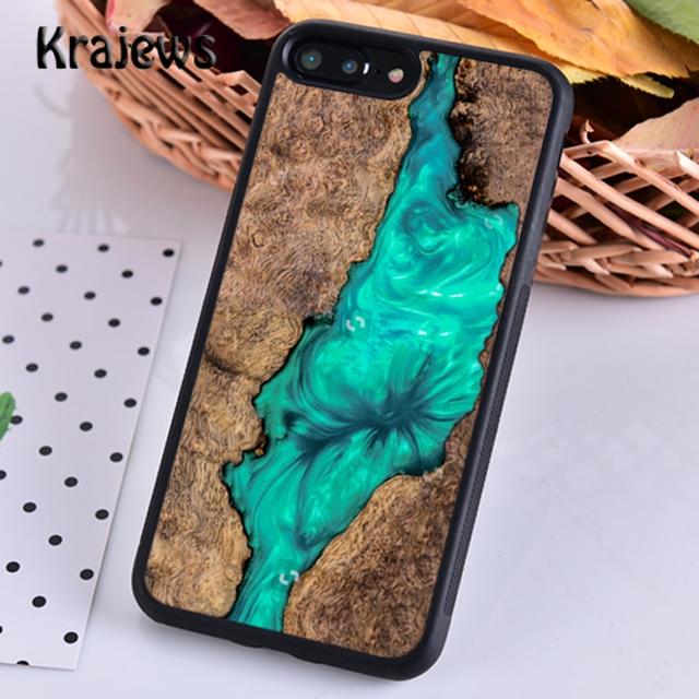 Krajews Wood Resin Marble Soft Phone Case Cover For iPhone 14 5 6s 7 8 Plus X XR XS 11 12 13 Pro Max Samsung Galaxy S21 S22ultra
