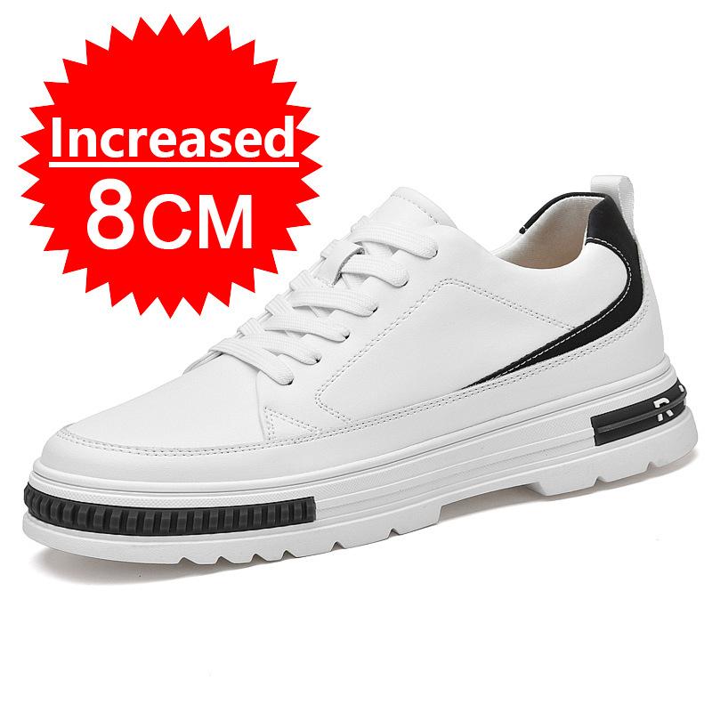 Nye Herre Høydeøkende Sko 8cm 10cm Luksusmerke Sneaker Ekte Skinn Herre Skjulte Hæler Mote Flats Fritidssko