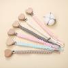 New Baby Pacifier Chain Clips Wood Heart Beech Clips Infant Dummy Holder Teething Chain for Care Soother Chew Toys Shower Gift