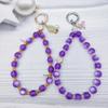 Retro High Luxury Cat Eye Purple Mobile Phone Chain Short Phone Hanging Rope Handmade Bead Safety Hanging Decoration
