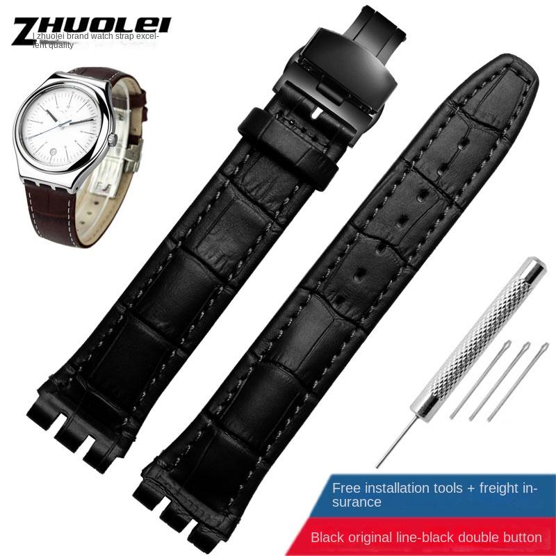 

Для Swatch Оригінальний шкіряний ремінець для годинника 17мм19мм Ремінець для годинника чоловічий жіночий ремінець Червоний білий рожевий синій сталевий пряжка аксесуари 17mm