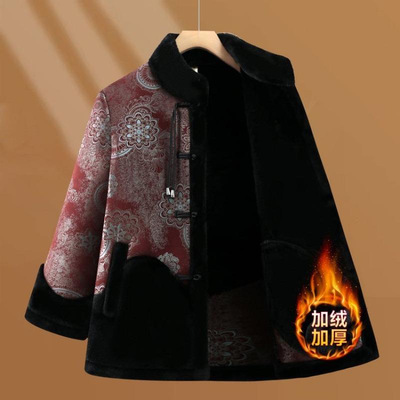 Warm coat winter coat women's fleece thickened padded jacket old lady winter padded coat