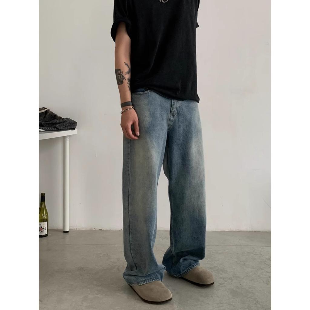 American Retro Vintag Jeans Men and Women Spring and Autumn Loose Baggy Wide Leg Cleanfit Pants Trendy Brand