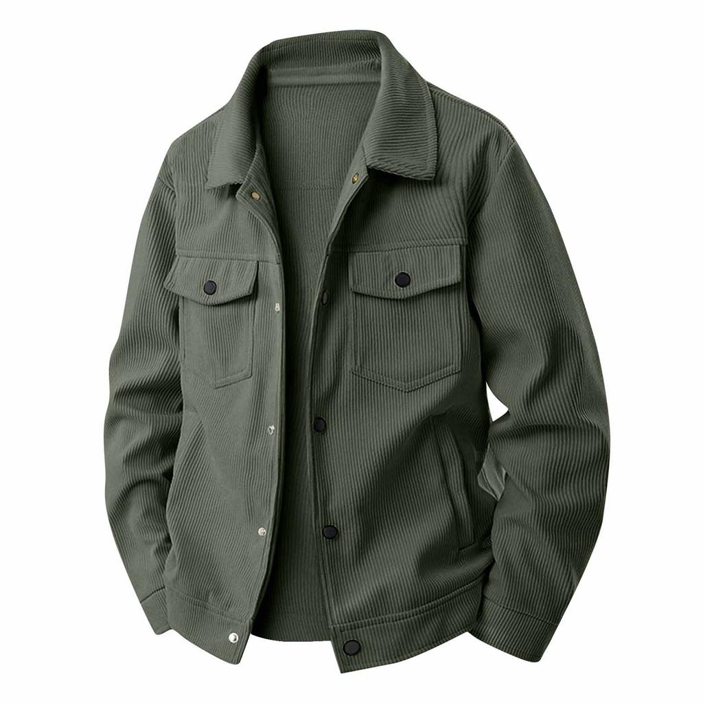 Men's Color Corduroy Jacket with Pockets for Winter Casual Wear
