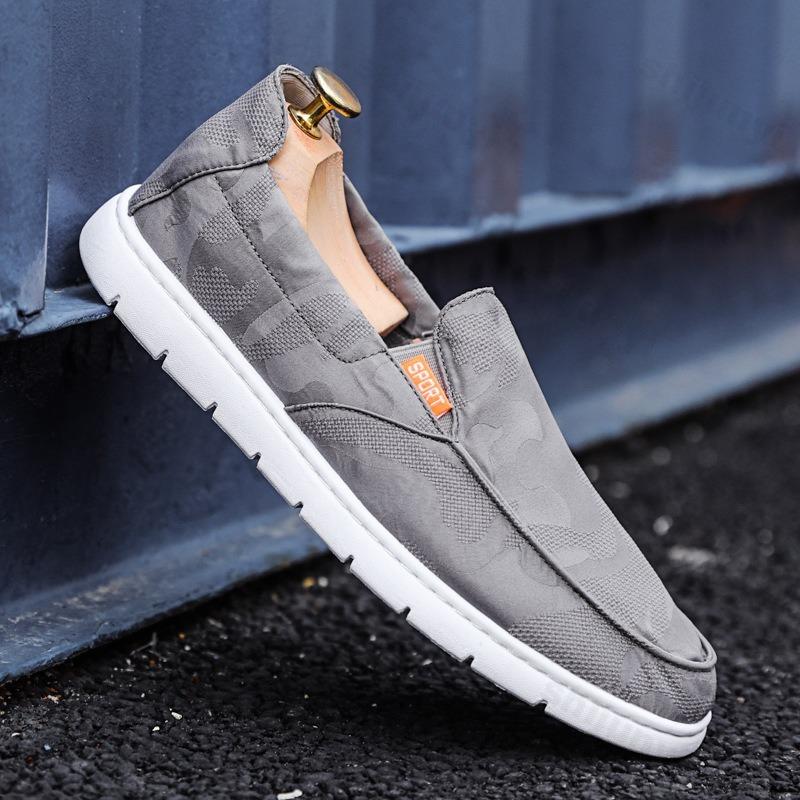 Men's Canvas Shoes Slip-On Autumn Breathable Driving Walking Low Cut Rubber Sole Flat Footwear Casual Comfortable Foot Cover