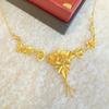 Gold-Plated Fine Chains Necklace Strong Sand Gold Flower Moon with Trendy Bridal Wedding Fairy Tassel for Holidays and Events