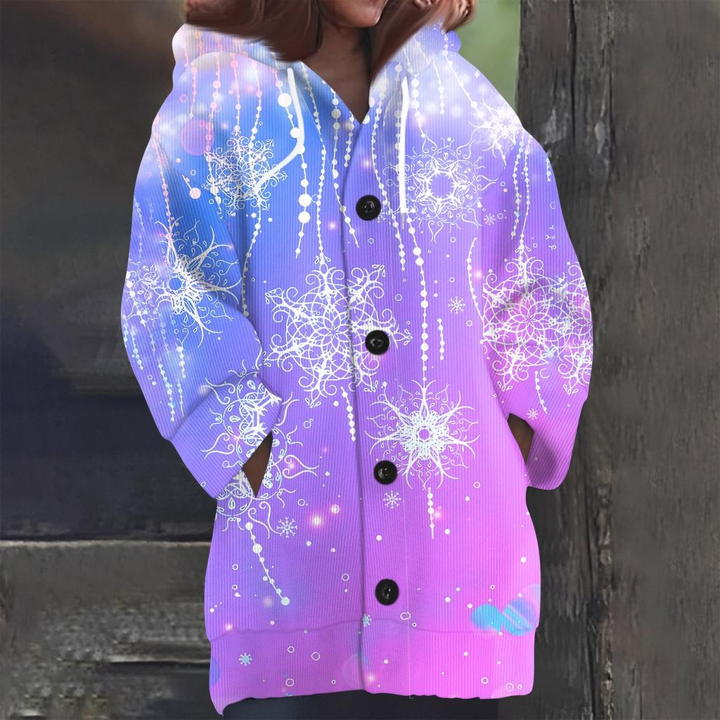 Dámská móda ležérní svetr s dlouhým rukávem a vlněným úpletem s kapucí na knoflíky