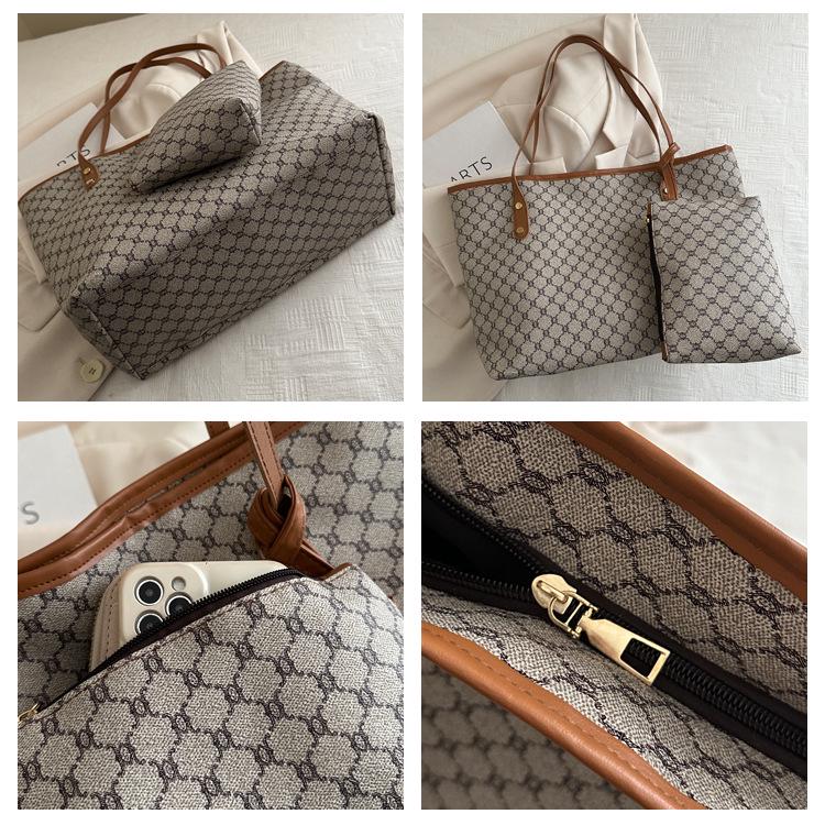 2025 Vintage Květinová Kostkovaná Taška přes Rameno - High-End, Velkokapacitní Taška Matka-Dítě