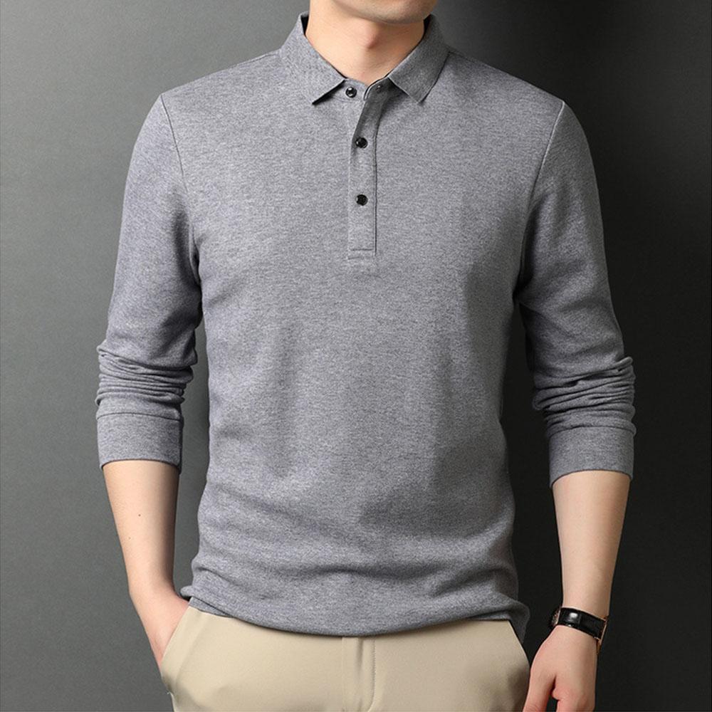 Men's Spring Autumn Long Sleeve Polo Shirts T-Shirts Tops Blouse Undershirts For Men Sweatshirts Office Formal Clothes