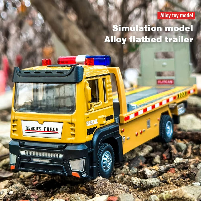 Simulation Alloy Truck Model 1/32 Die-cast Flatbed Trailer Truck with Sound and Light Detachable Engineering Vehicle Tractor Toy Boy Children Gift