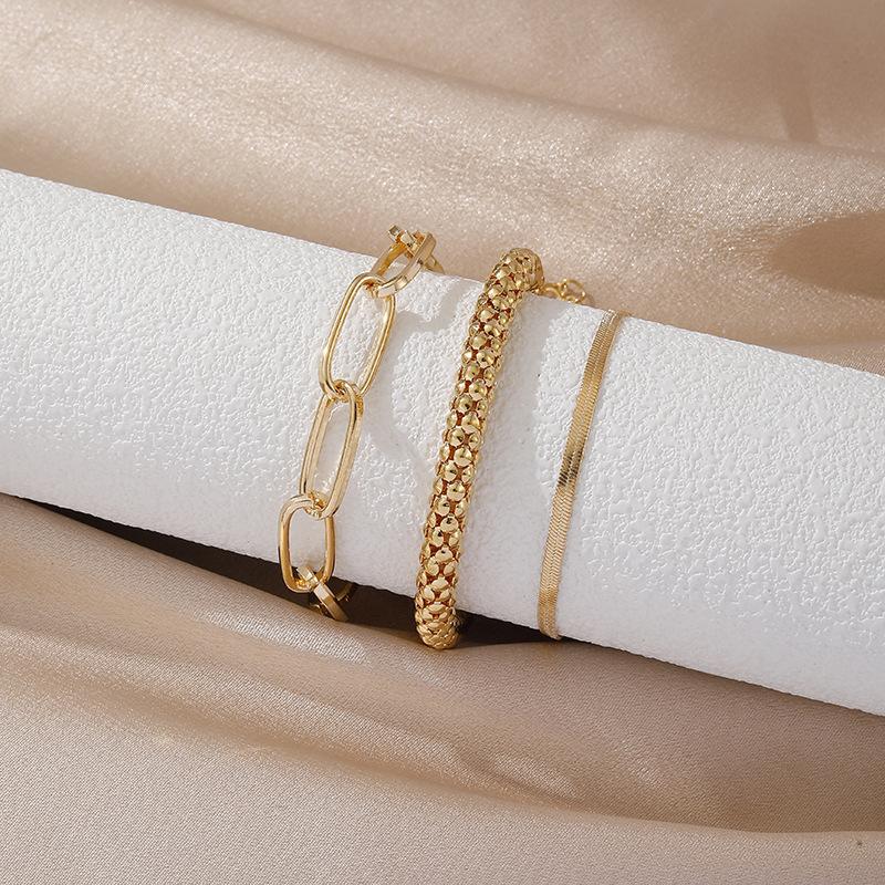 

Exaggerated Corn Bracelet, Personalized Fashion Hollow Metal Snake Flat Chain Jewelry Set