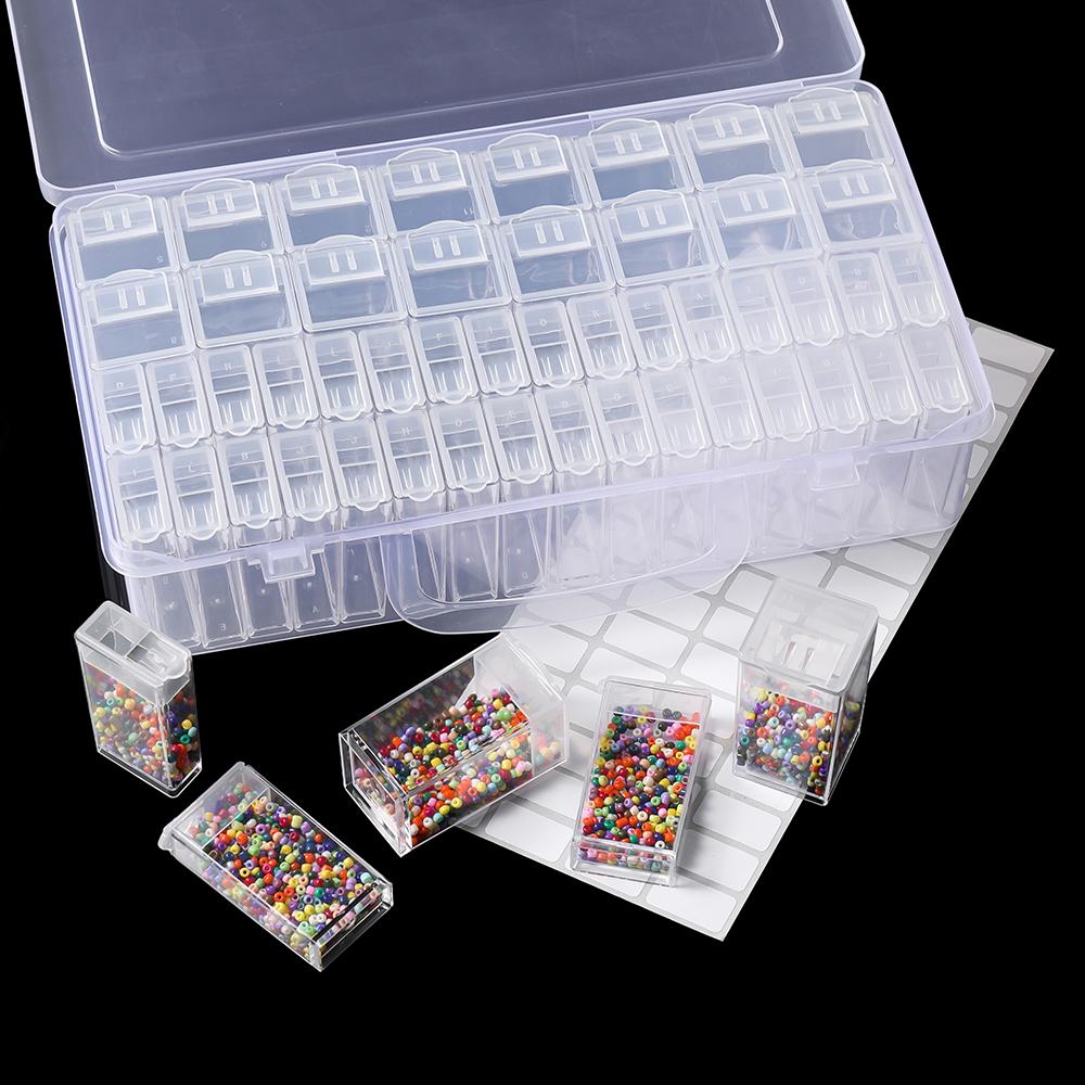 1pc 32/40/42/48/56/64 Slots Plastic Storage Box for DIY Diamond Painting Beads Charms Jewelry Accessories Storage Organizer Box