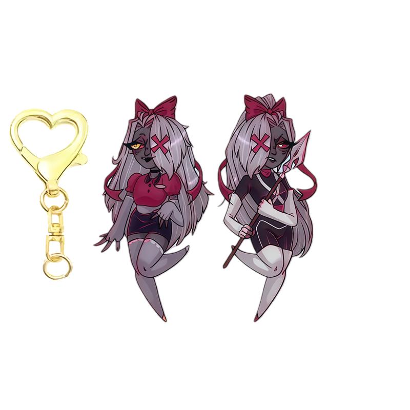 6Cm Double Sided Printed Acrylic Keychain for Hazbin Hotel Vaggie Angel Dust Alastor Character keychain gift backpack pendant