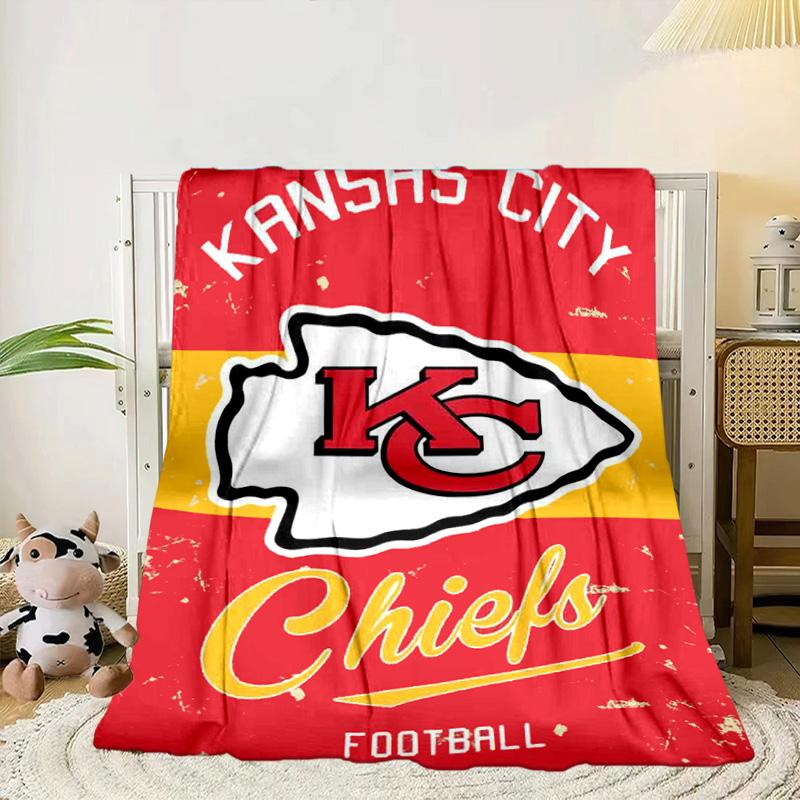 Kansas City Chiefs Pattern Portable Blanket/Soft Blanket Bedding Blanket Suitable for Travel Camping Living Rooms Offices Sofas Fan Gifts