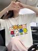 Unisexs Printed Shortsleeve Crewneck Tshirt Fashionable Loose Fit Cartoon Print Design Cotton Y2k Shirt Plus Size Streetwear