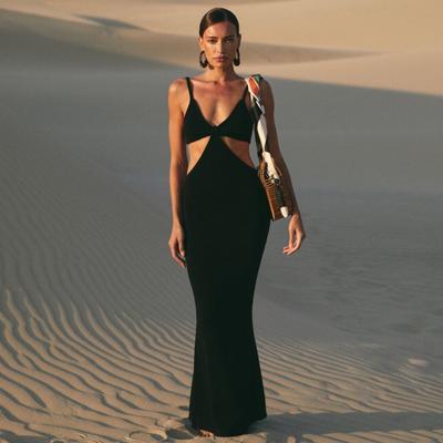 Sommer neuer langer Rock rückenfreier Rock Sexy Damen Abschlussball ärmelloses Kleid Slip-Kleid