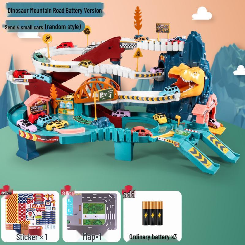 

Динозавр Гора Дорога Трек: Детская машина и парковка игрушка для возраста 3-6 лет Standard + 4 Cars + Screwdriver