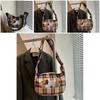 Chic Urban Minimalist Plaid Canvas Handbag Soft Shoulder Bag For Everyday Use In Three Colors