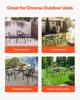 Outdoor Patio Dining Table, 120cm Round Metal Steel Slat Backyard Bistro Tables, with 38mm Umbrella Hole, Outside All-Weather Large Furniture for Lawn