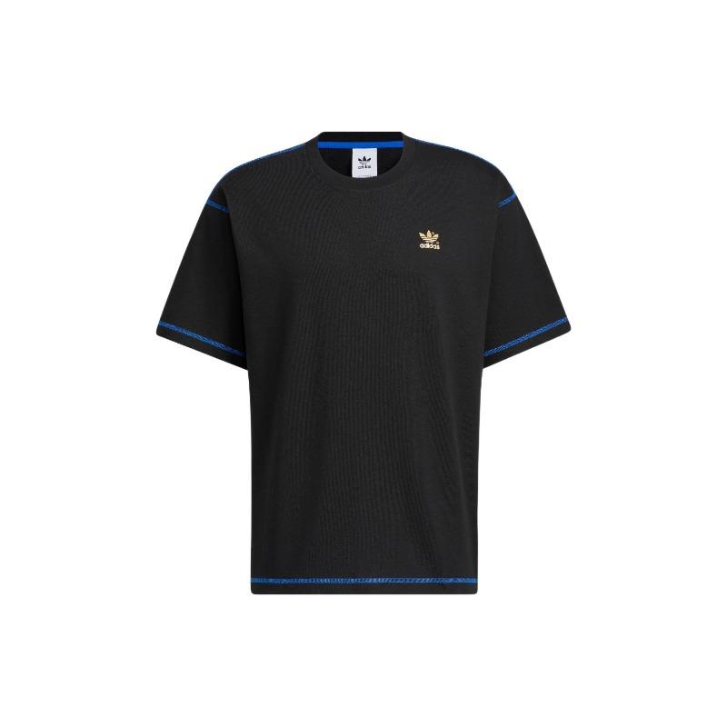 Adidas Originals Trefoil 50th Anniversary T-Shirt with Small Logo and Stripe Detail Unisex Tops Black HY4685