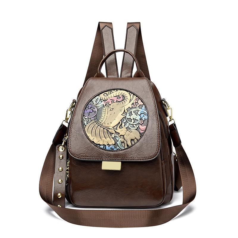 Women's Retro Leather Schoolbag - Versatile, Lightweight, High-Capacity Backpack