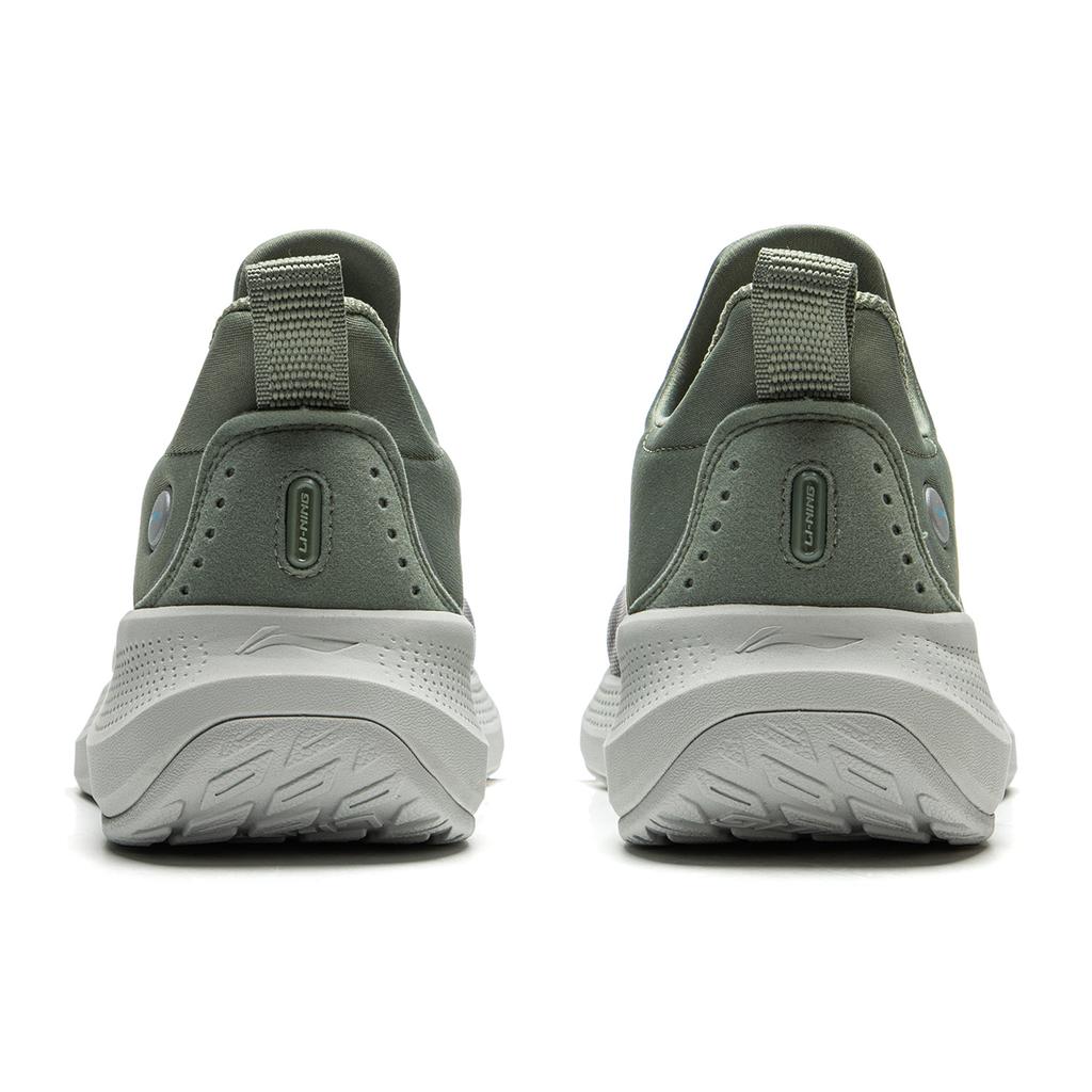 Li-Ning Мягкая ткань Go, удобная, модная, нескользящая, износостойкая, низкая повседневная обувь, мужские кроссовки, серо-зеленые AGLU099-2